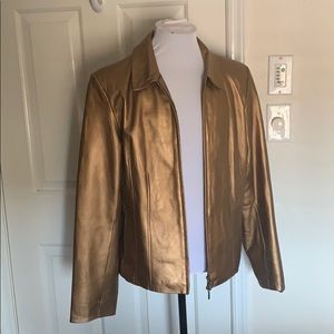 Women’s leather jacket - gold/bronze